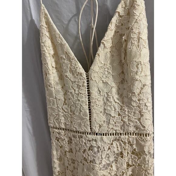 Revolve NBD cream Only Yours Midi Dress Lace Overlay Strappy Sz M - Picture 4 of 9